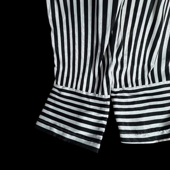 Diarrablu Leer Ben Black/White Striped Wide Leg Pants Sz S - Picture 6 of 7